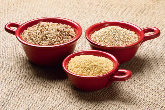 Quinua x cuscuz x arroz integral