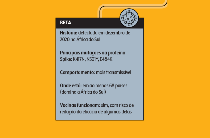 Quadro de informações sobre variante beta do Sars-Cov-2