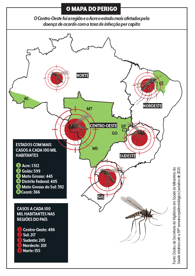 materia-dengue-mapa mapa do brasil com os principais pontos afetados pela dengue
