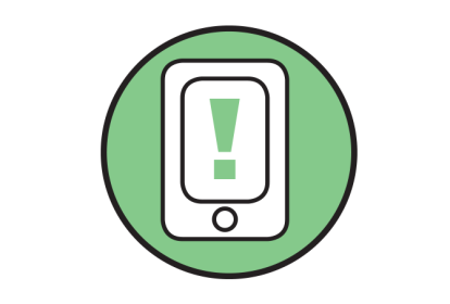 ilustração de celular com um ponto de exclamação no meio
