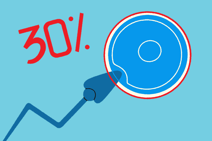 485_radar_dado_Reprodução-assistida ilustração de seta de crescimento em formato de espermatozoide chegando ao óvulo