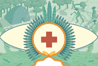 ilustração da cruz médica sobre um cocar